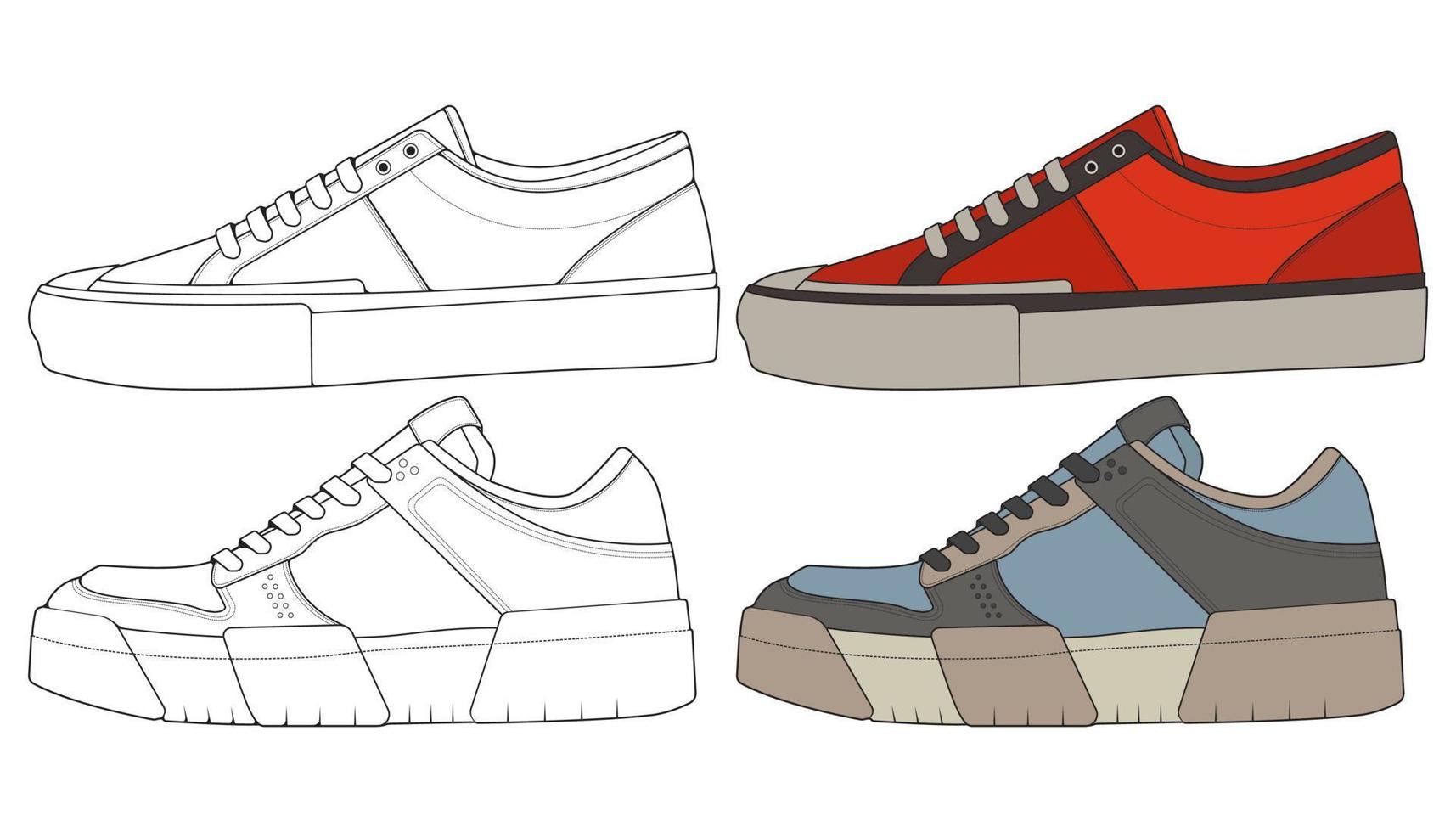 impostato via sneaker scarpa . concetto. piatto design. vettore illustrazione. scarpe da ginnastica nel piatto stile.