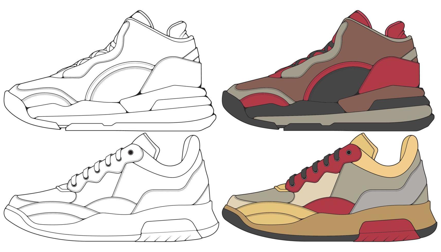 impostato via sneaker scarpa . concetto. piatto design. vettore illustrazione. scarpe da ginnastica nel piatto stile.
