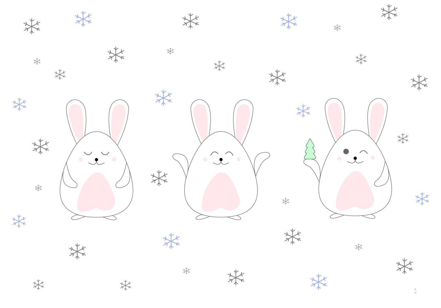 divertente e carino coniglietto nel neve per Natale e inverno. contento nuovo anno 2023.vettore illustrazione vettore