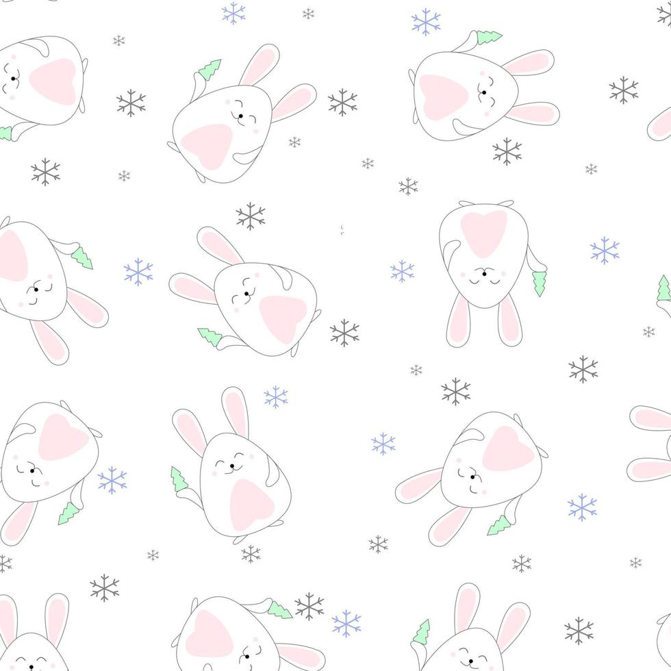 carino senza soluzione di continuità modello con conigli.il simbolo di il Cinese nuovo anno. involucro carta, inverno saluti, ragnatela pagina sfondo, Natale e nuovo anno saluto carte vettore