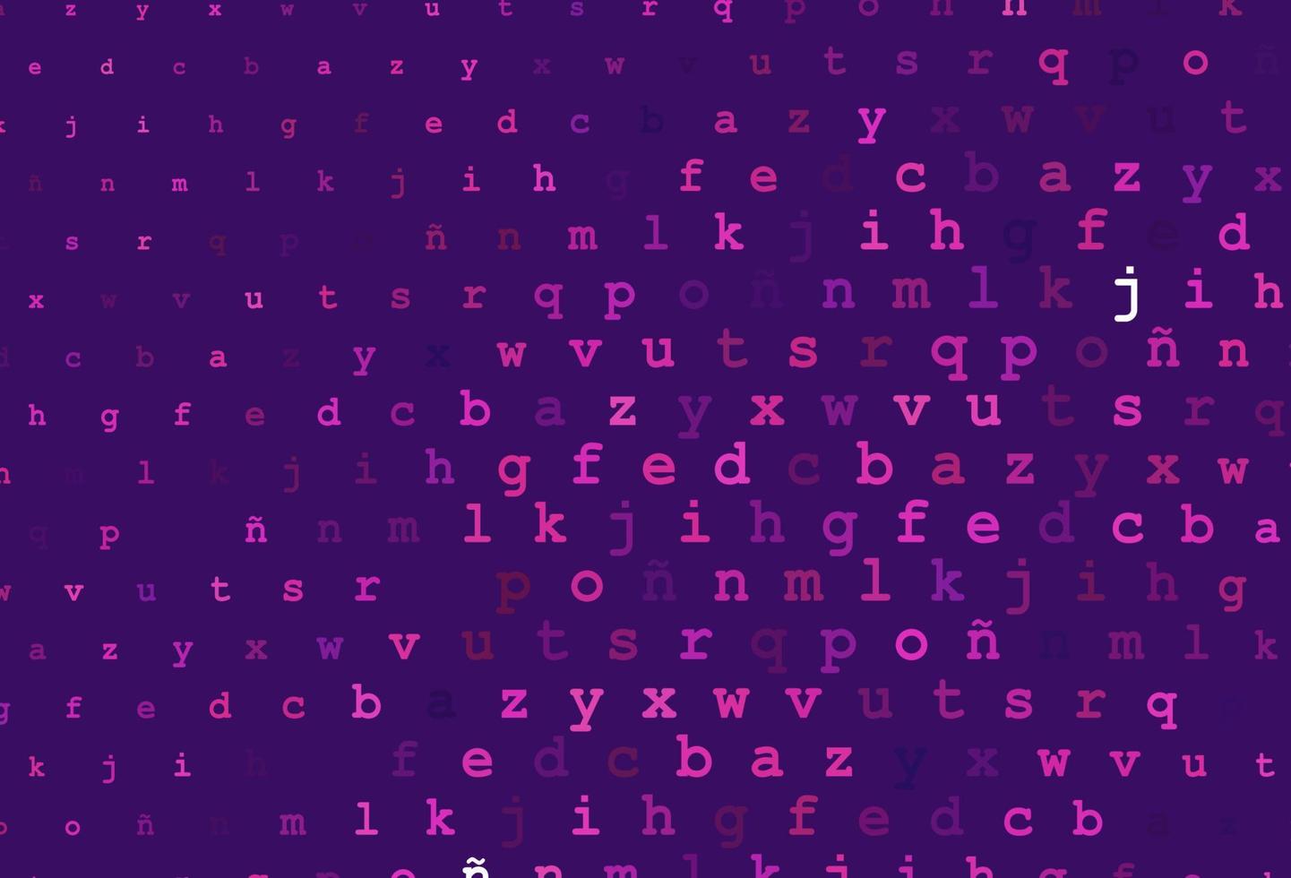 sfondo vettoriale rosa scuro con segni di alfabeto.
