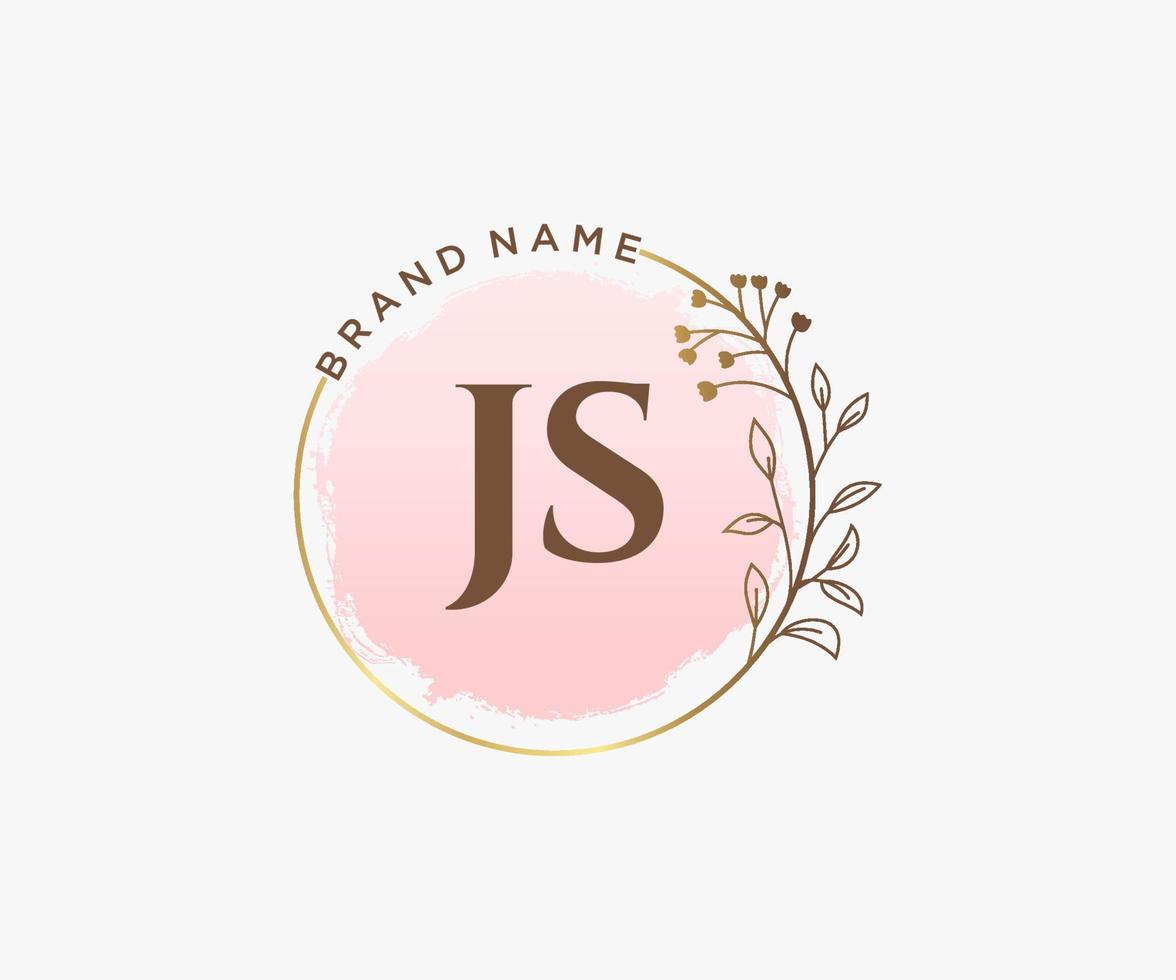 iniziale js femminile logo. utilizzabile per natura, salone, terme, cosmetico e bellezza loghi. piatto vettore logo design modello elemento.
