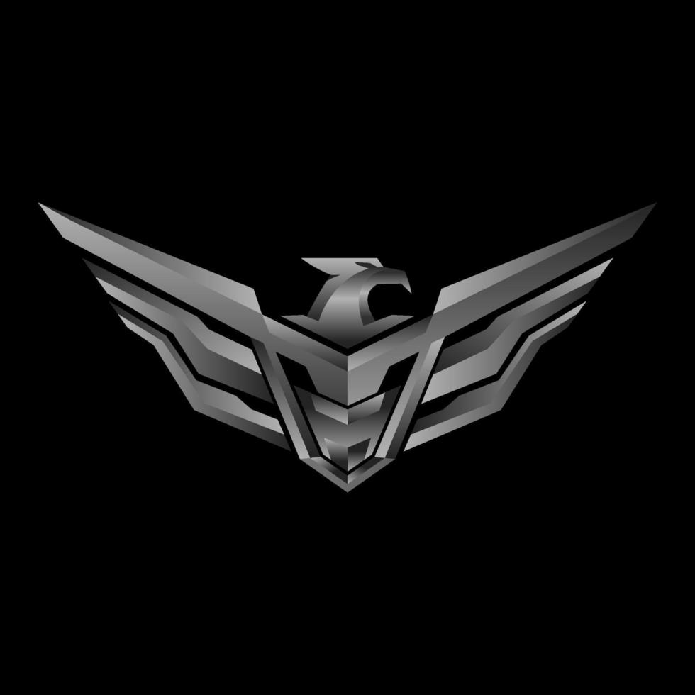metallico aquila testa tattico triangolo Ingranaggio vettore logo design illustrazione modello