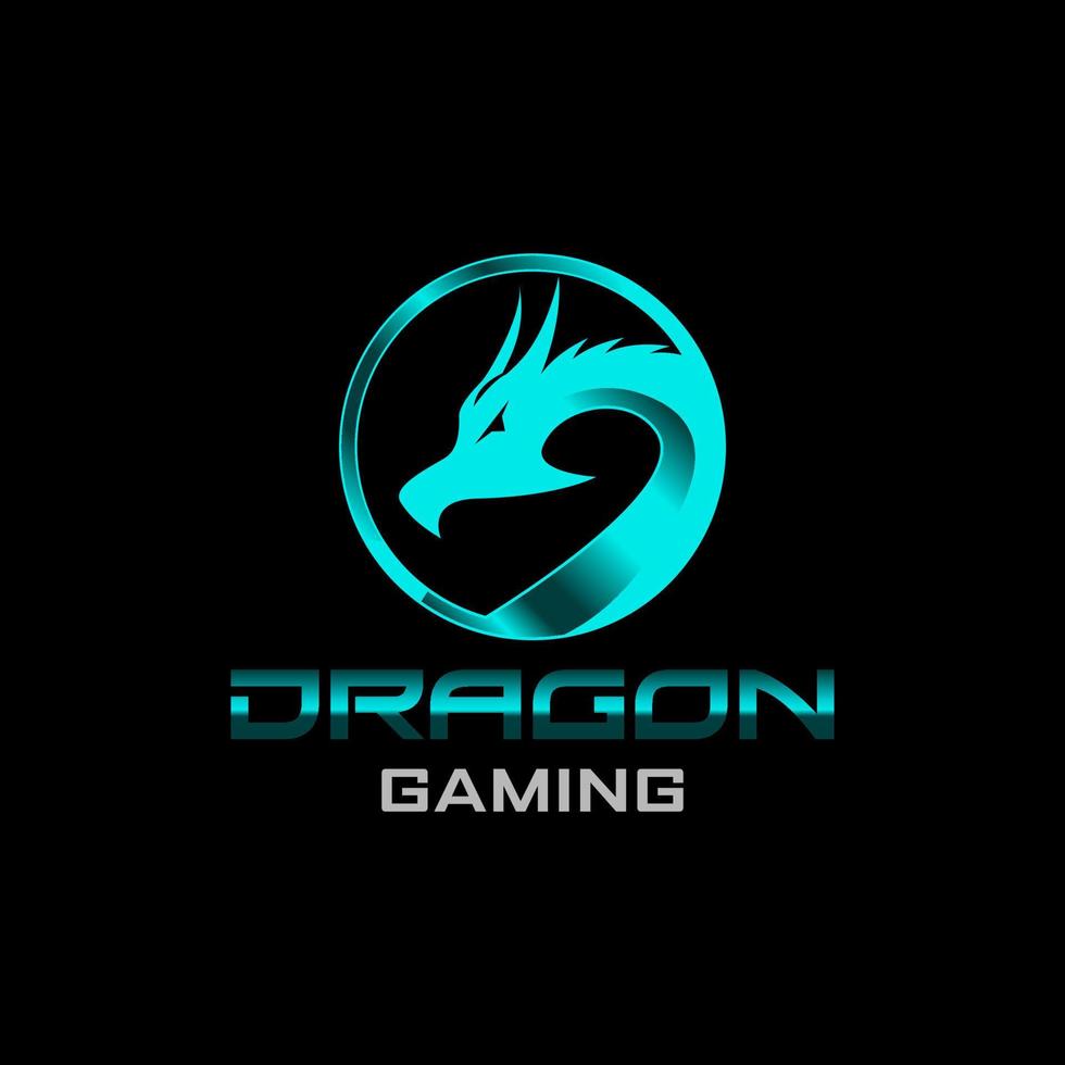 Drago cerchio gioco logo design vettore