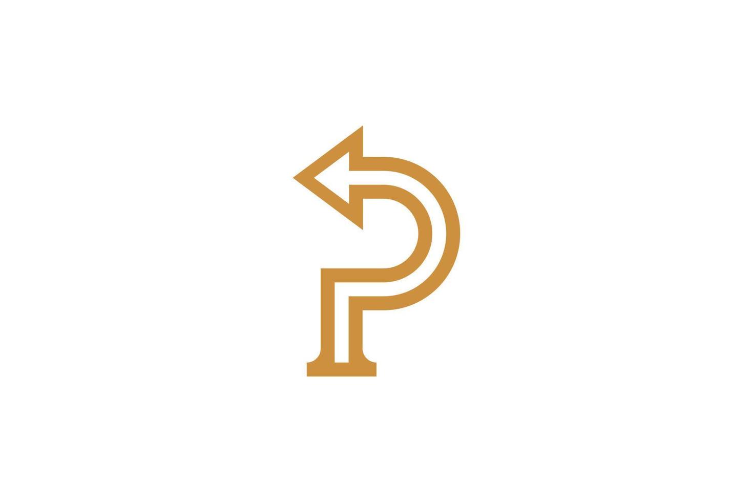 iniziale p monoline logo modello vettore