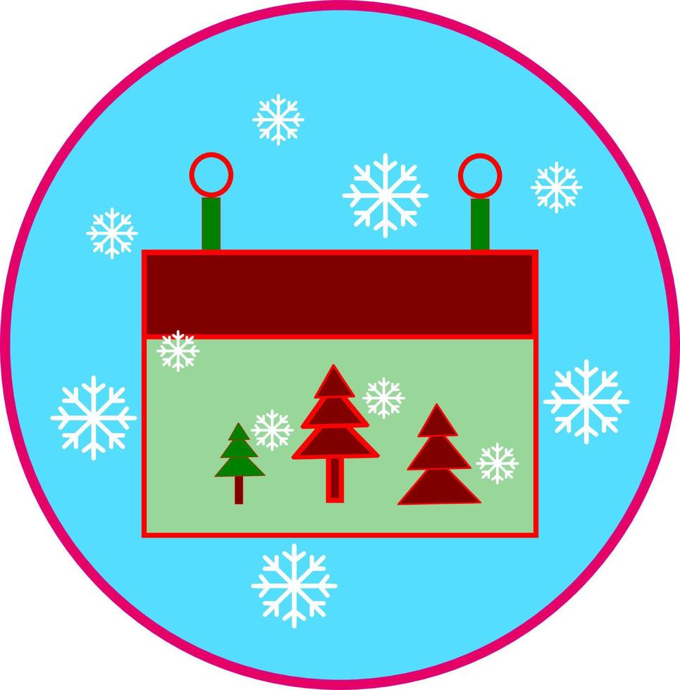 Natale icona con abete alberi e fiocchi di neve. vettore