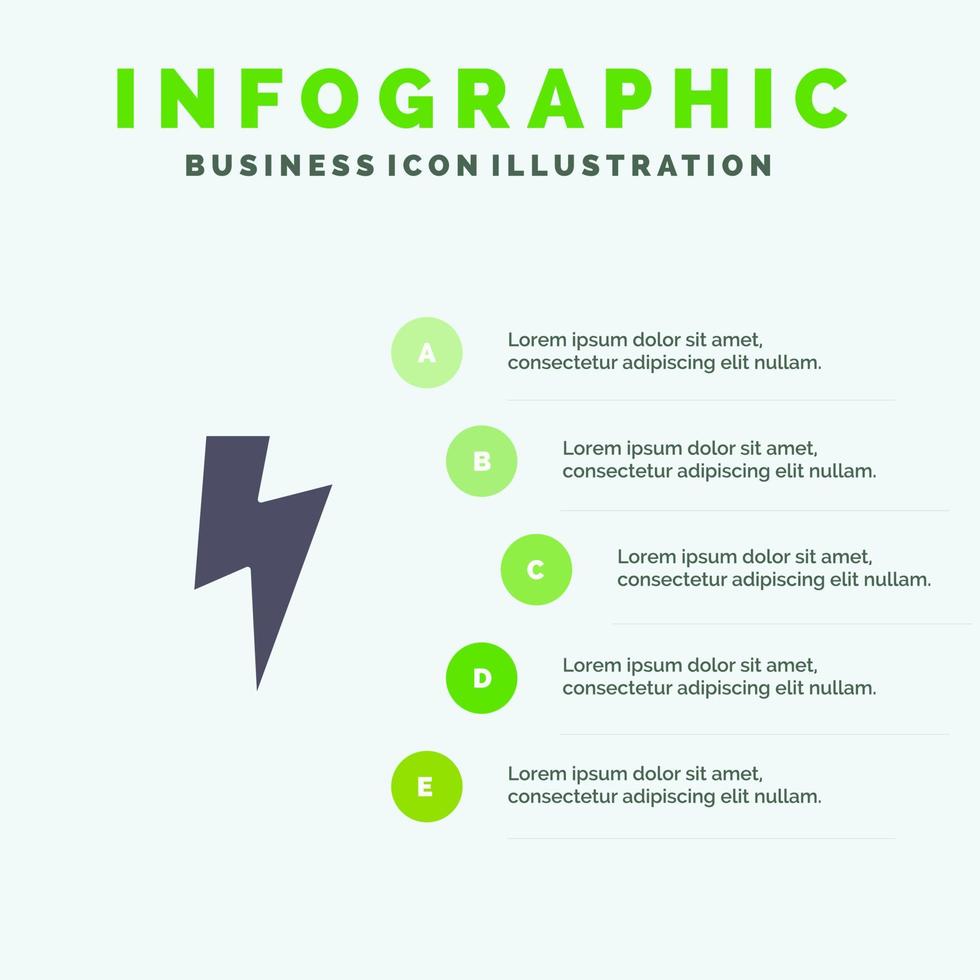 energia di base ui solido icona infografica 5 passaggi presentazione sfondo vettore