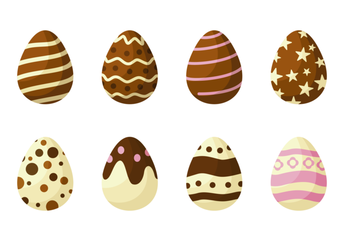 Vettore delle icone delle uova di Pasqua del cioccolato