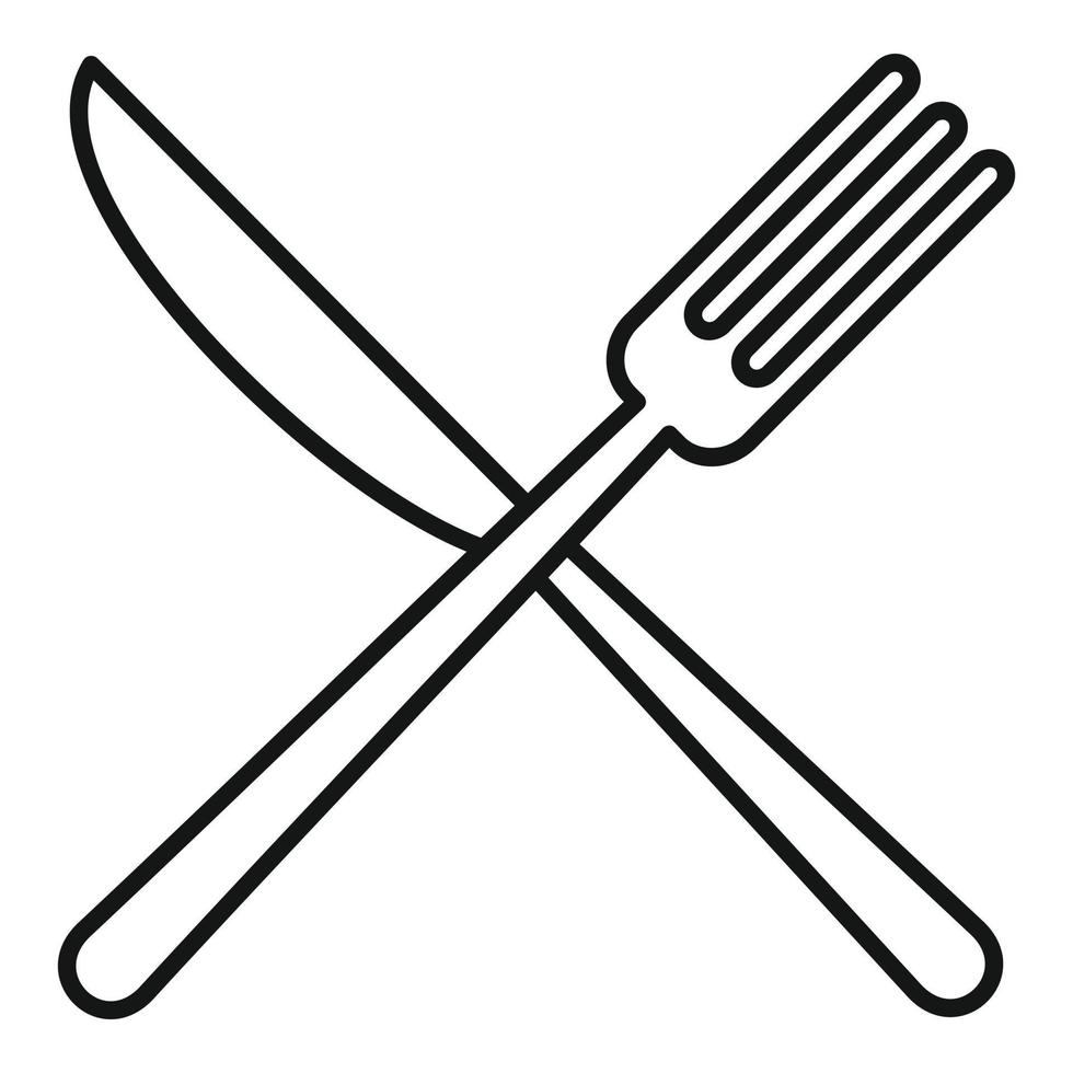 coltello attraversare forchetta icona, schema stile vettore