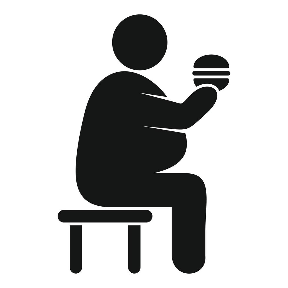 sovrappeso uomo mangiare hamburger icona, semplice stile vettore