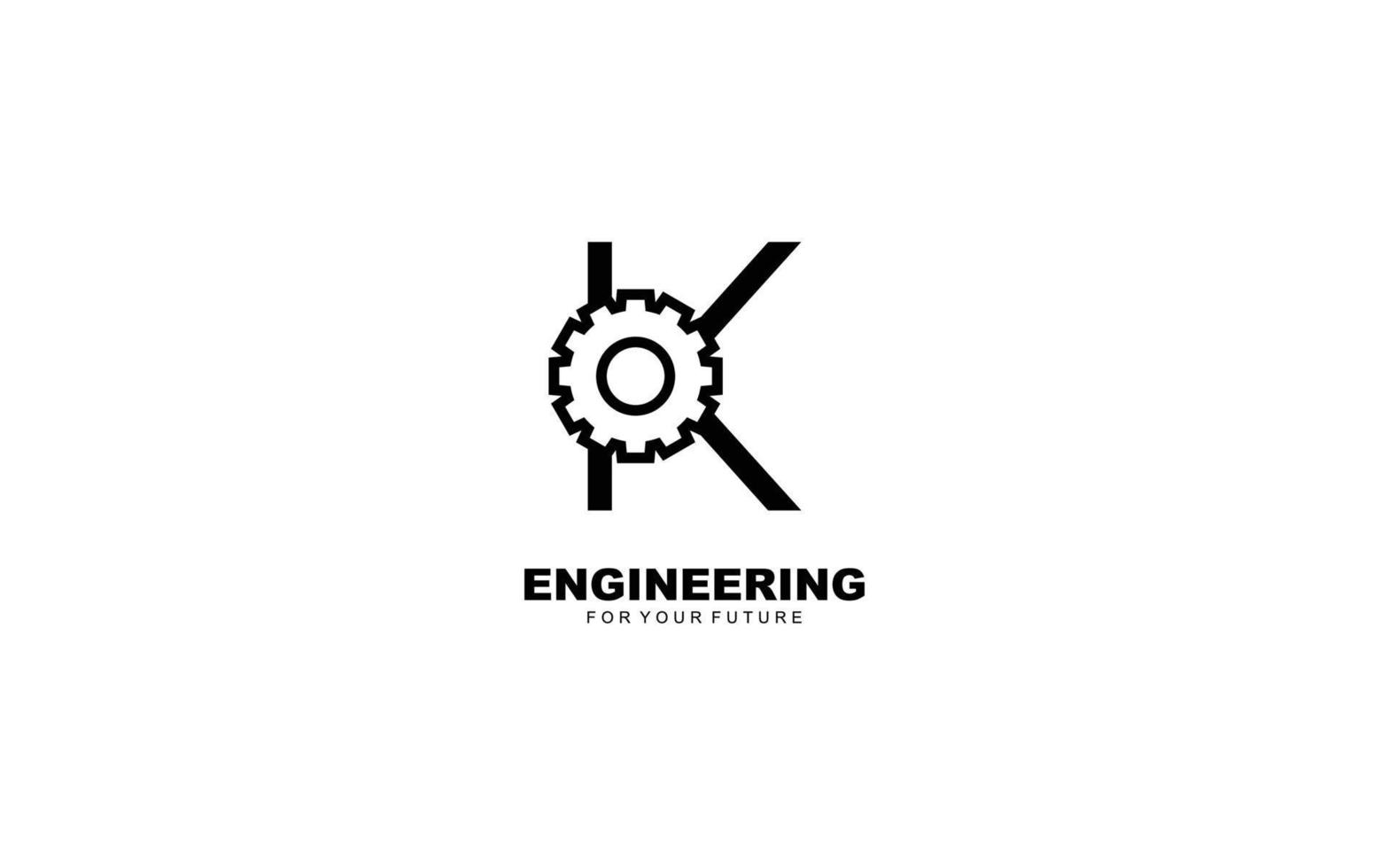 K logo Ingranaggio per identità. industriale modello vettore illustrazione per il tuo marca.