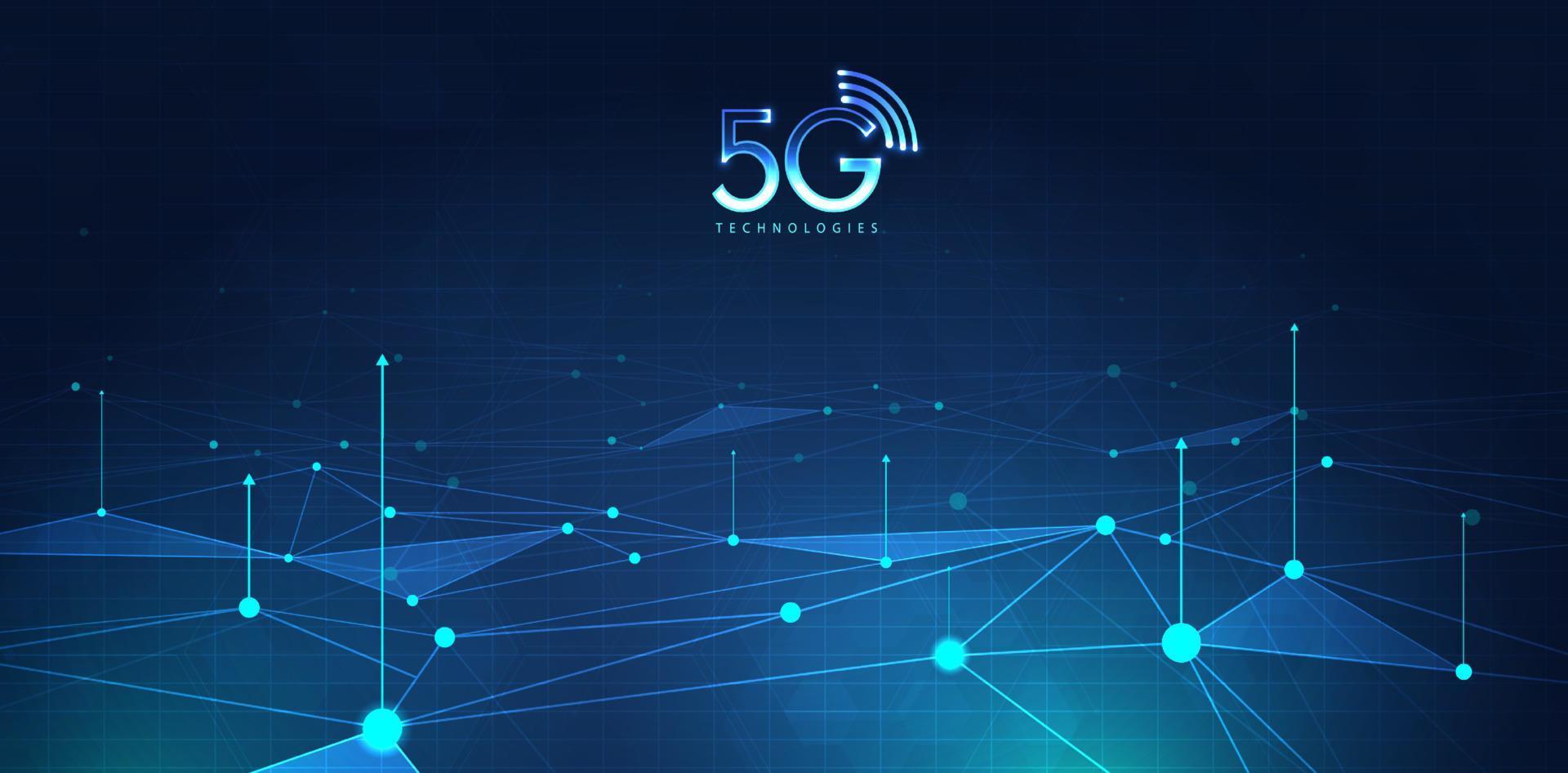 5g tecnologia con computer Rete connessione linea fra costruzione. connettività e globale reti sistemi e Internet di cose concetto. vettore design.