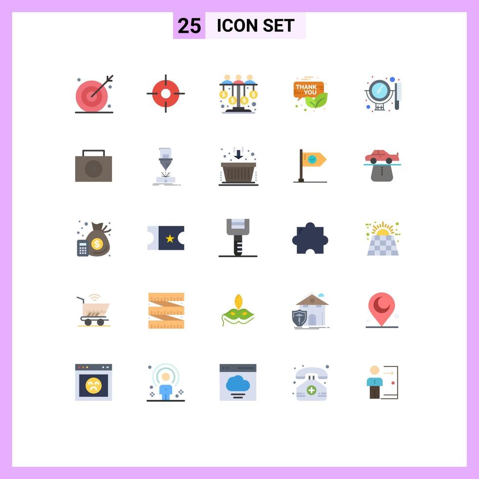 25 utente interfaccia piatto colore imballare di moderno segni e simboli di promozione regalo scatola mappe e-mail sponsor modificabile vettore design elementi