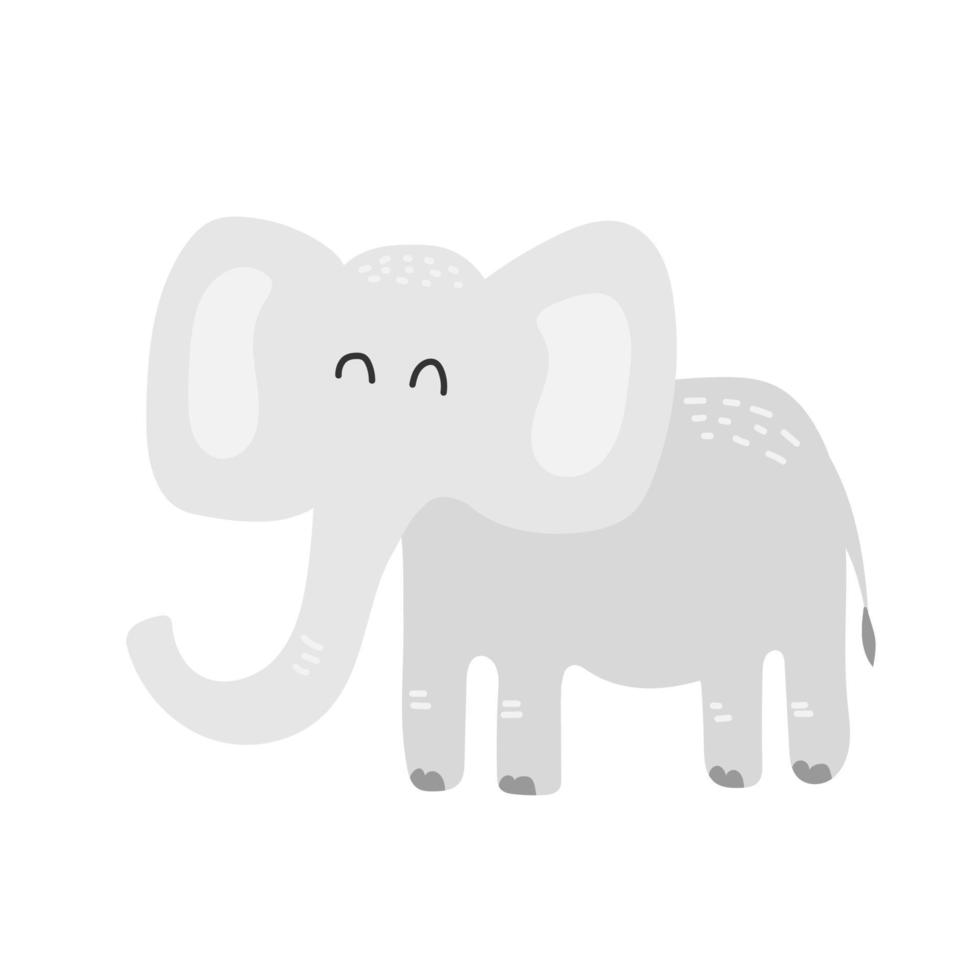 carino cartone animato elefante nel mano disegnato stile. isolato su bianca sfondo. vettore