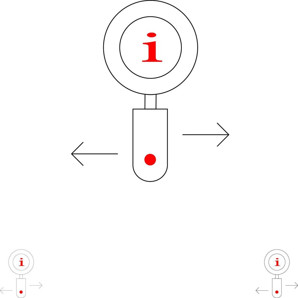 Informazioni informazione Ingrandisci ricerca grassetto e magro nero linea icona impostato vettore