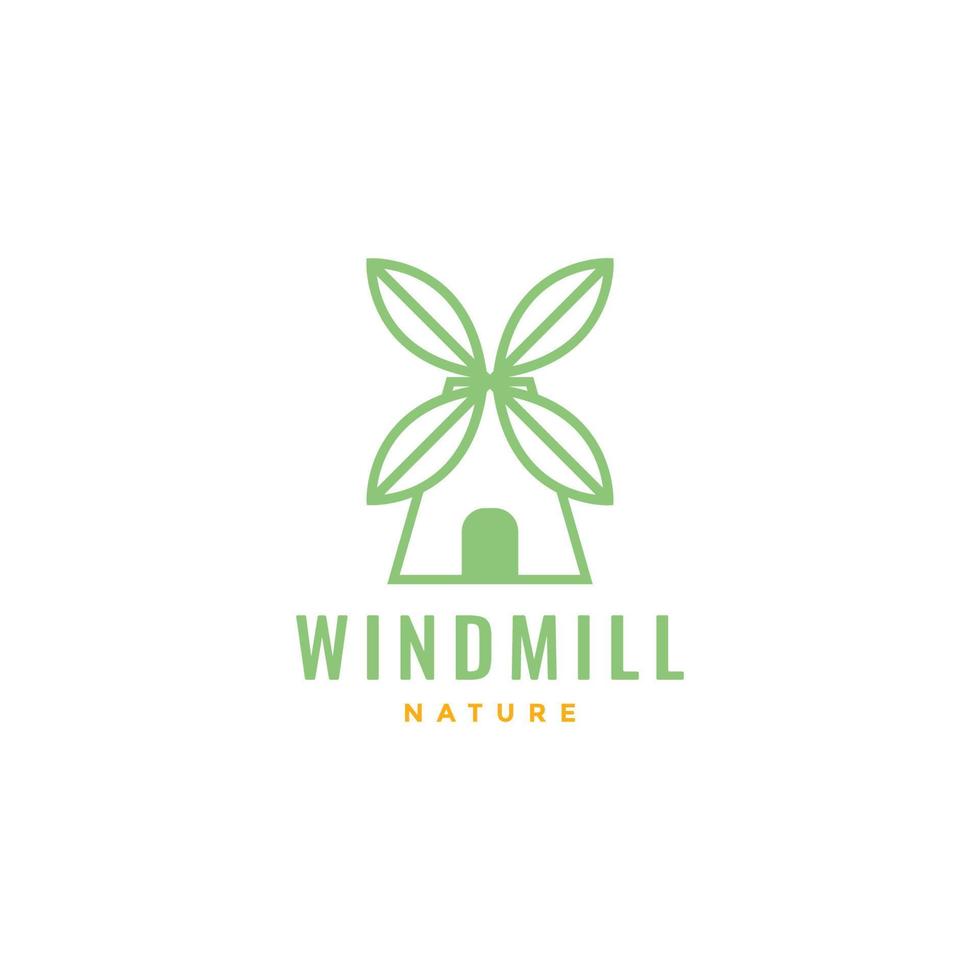 mulino a vento con foglia natura moderno logo design vettore