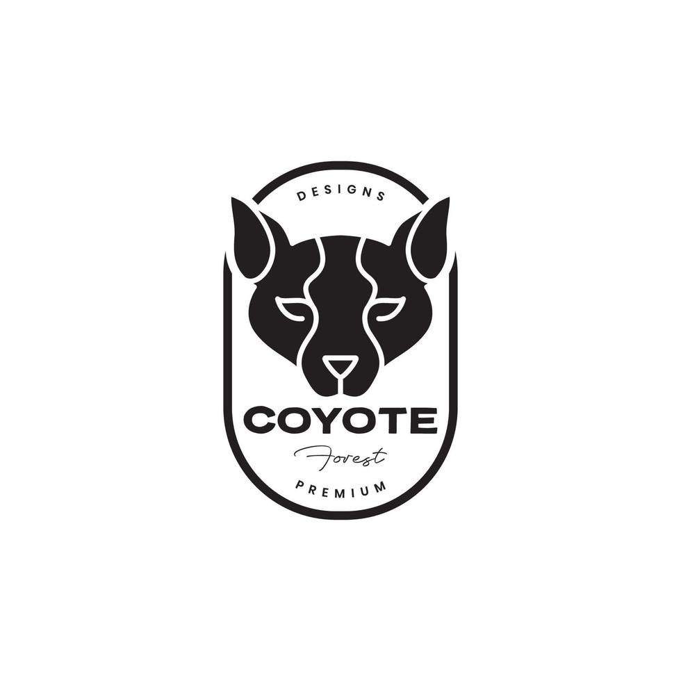 animale testa coyote nero distintivo Vintage ▾ pulito logo design vettore