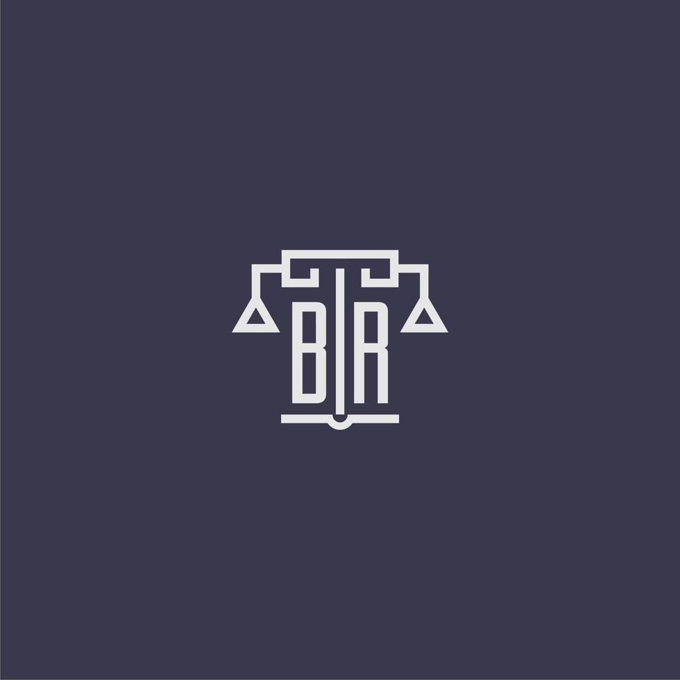 br iniziale monogramma per studio legale logo con bilancia vettore Immagine