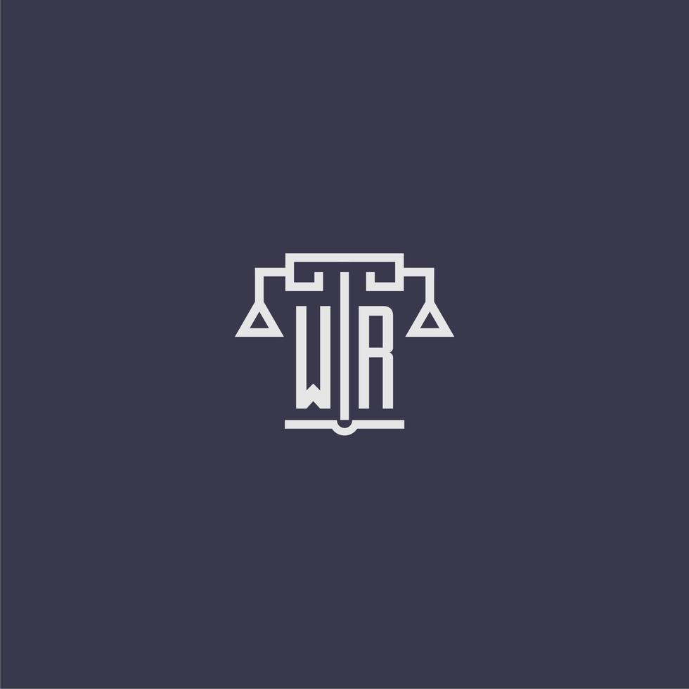 wr iniziale monogramma per studio legale logo con bilancia vettore Immagine