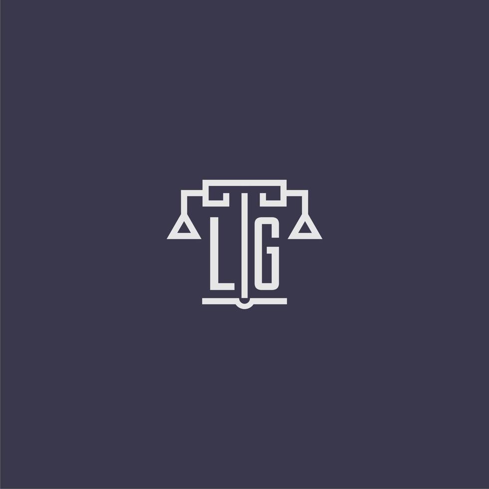 lg iniziale monogramma per studio legale logo con bilancia vettore Immagine