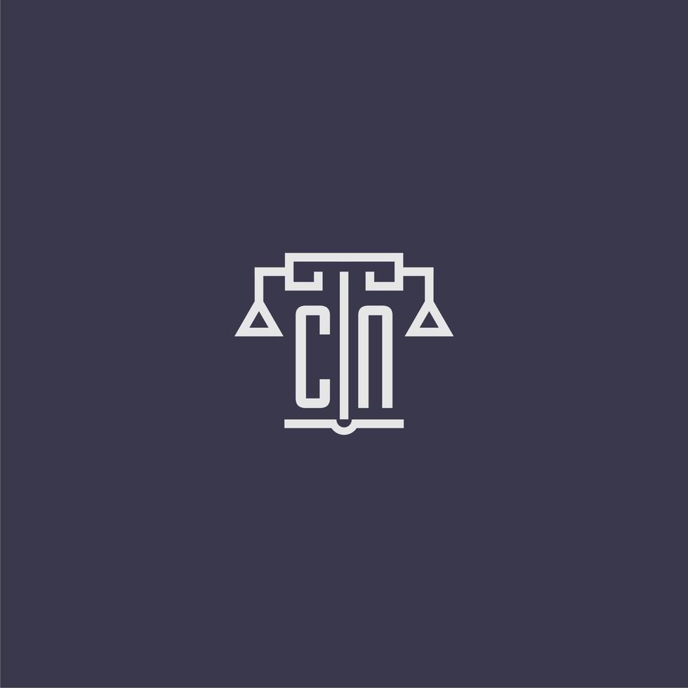 cn iniziale monogramma per studio legale logo con bilancia vettore Immagine