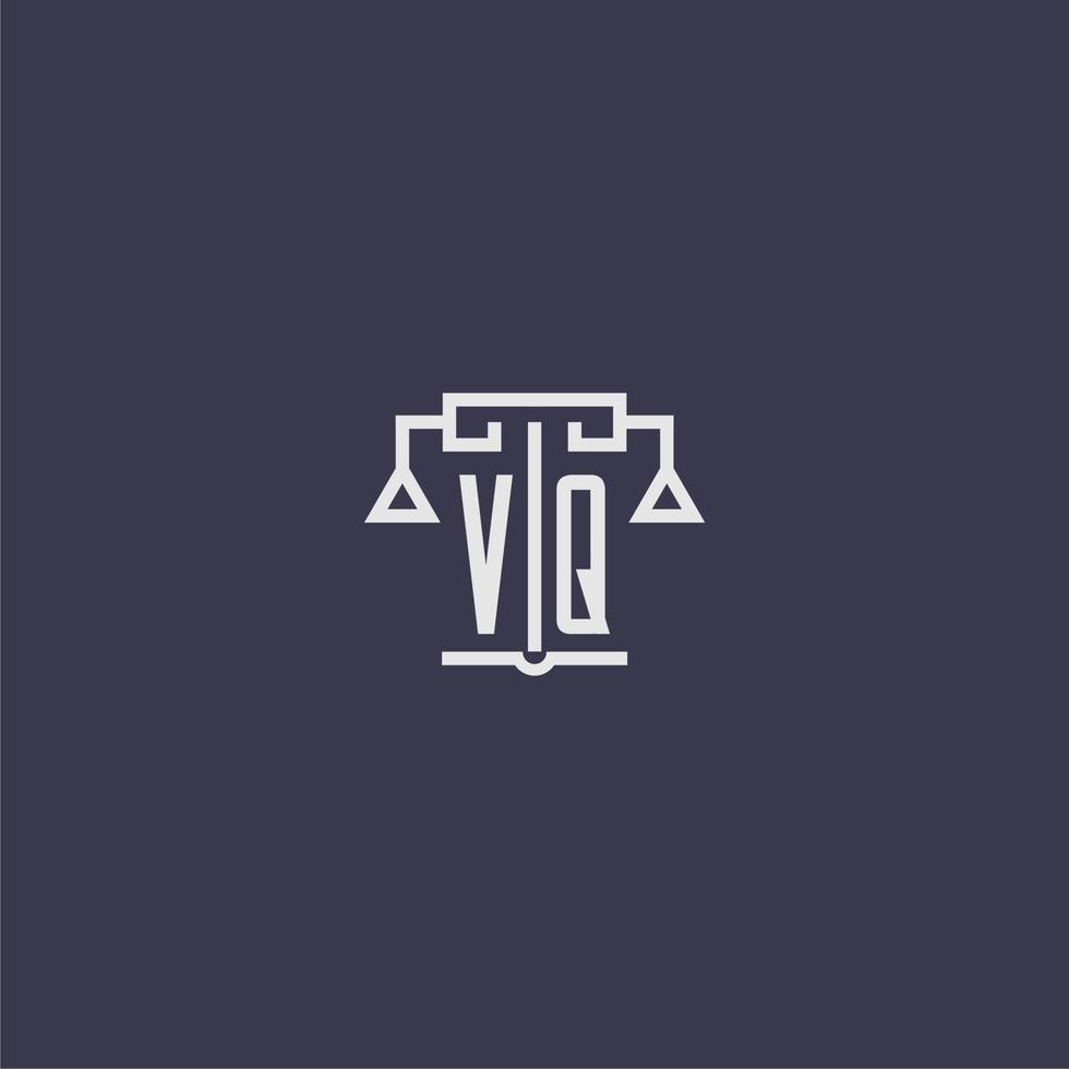 vq iniziale monogramma per studio legale logo con bilancia vettore Immagine