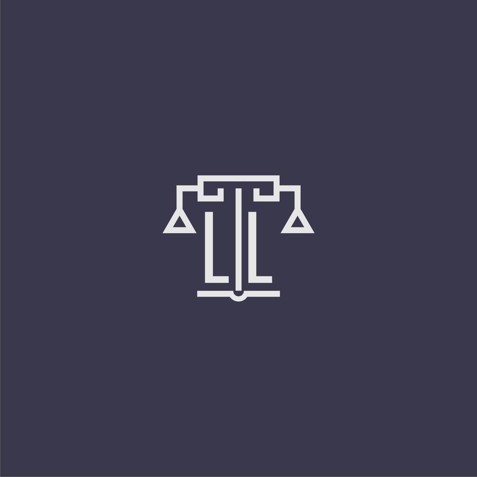 ll iniziale monogramma per studio legale logo con bilancia vettore Immagine