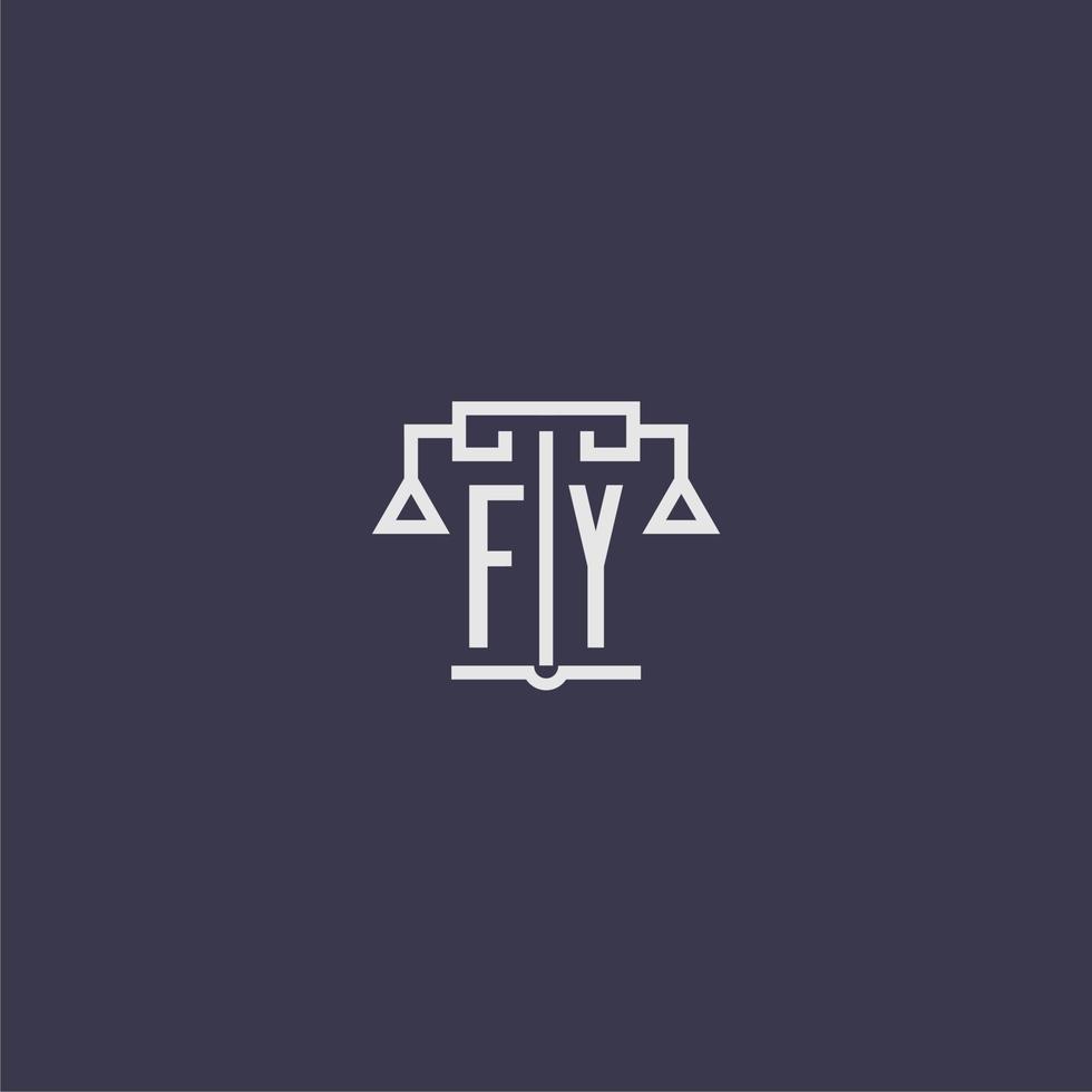 fy iniziale monogramma per studio legale logo con bilancia vettore Immagine