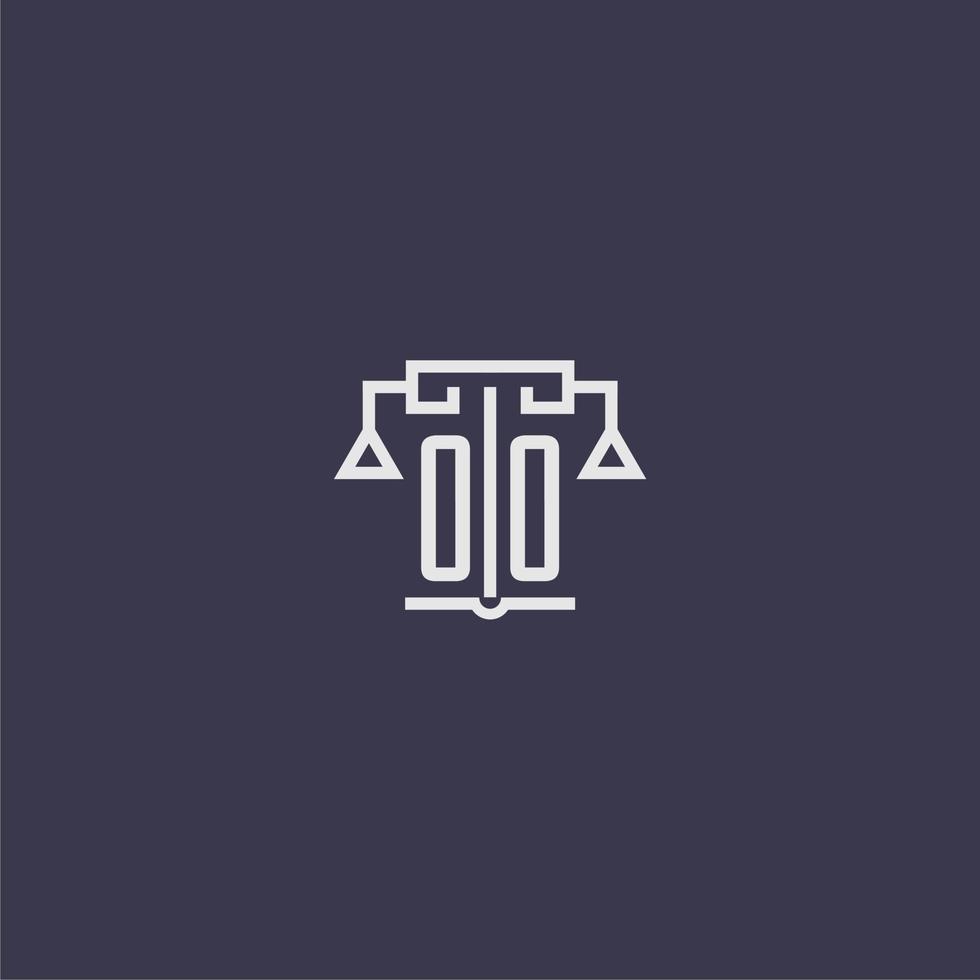 oo iniziale monogramma per studio legale logo con bilancia vettore Immagine