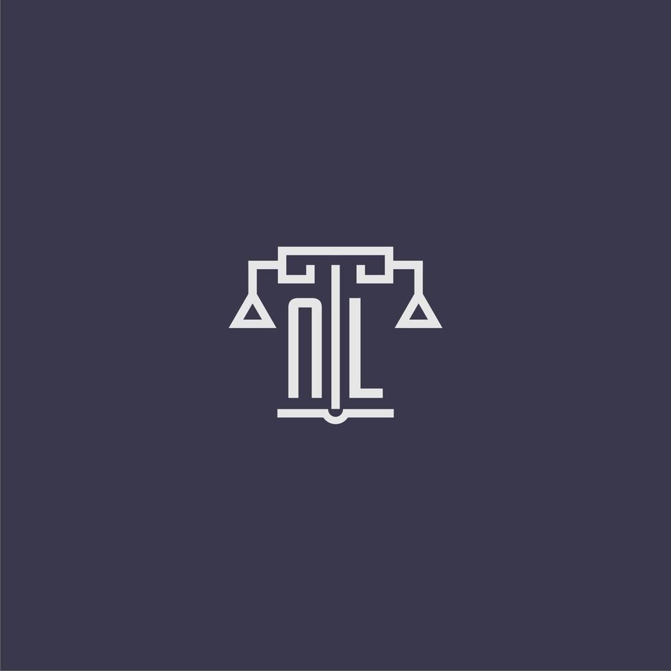 nl iniziale monogramma per studio legale logo con bilancia vettore Immagine