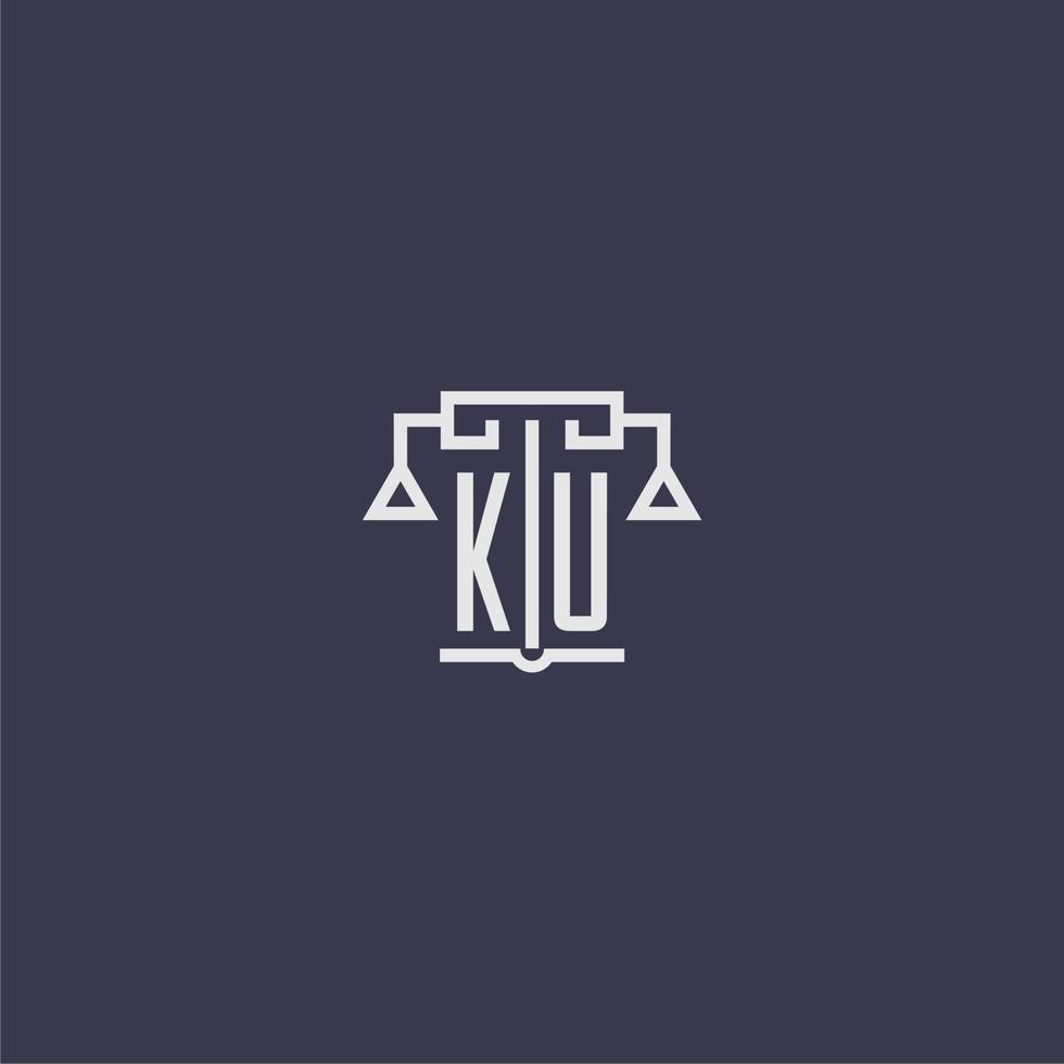 ku iniziale monogramma per studio legale logo con bilancia vettore Immagine