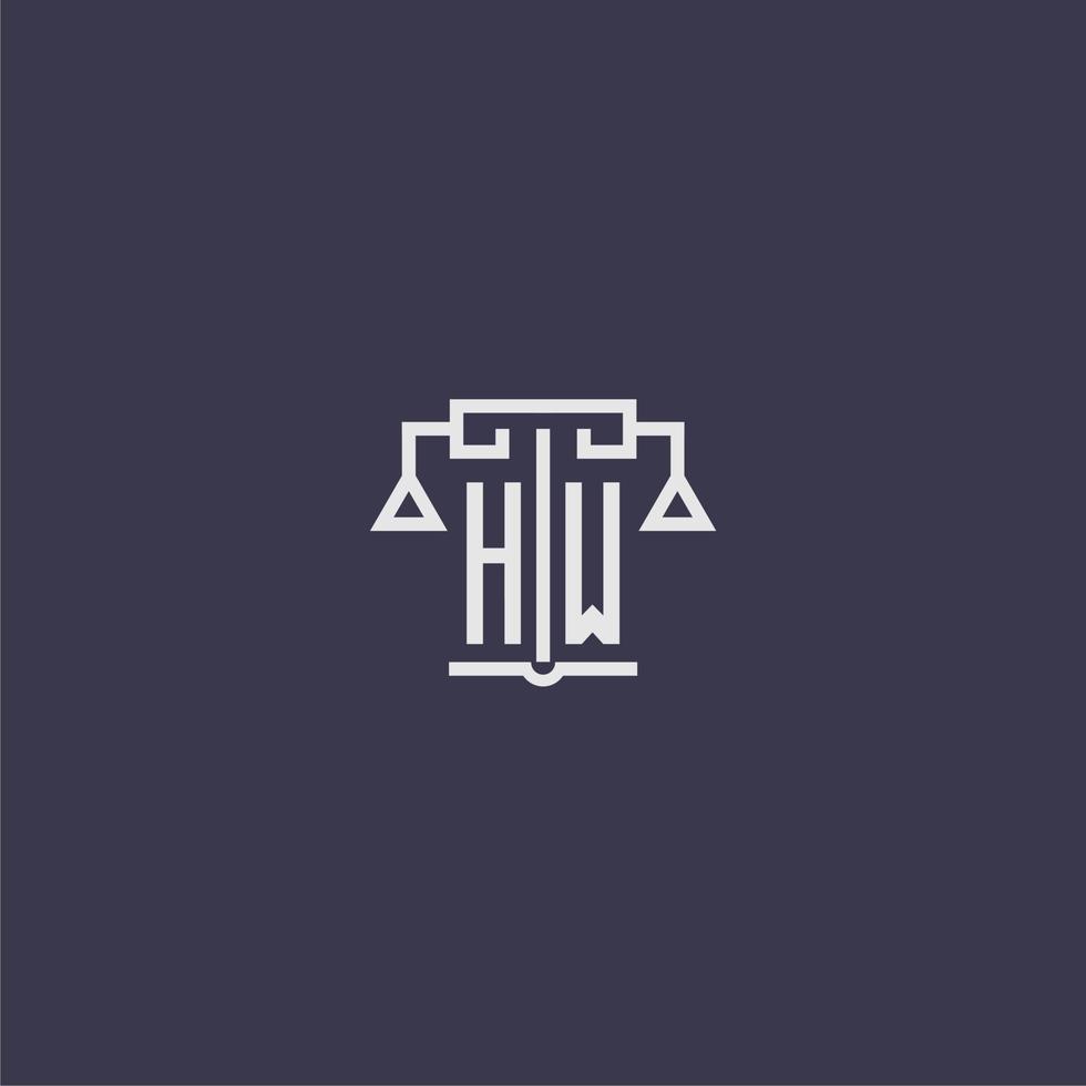 hw iniziale monogramma per studio legale logo con bilancia vettore Immagine