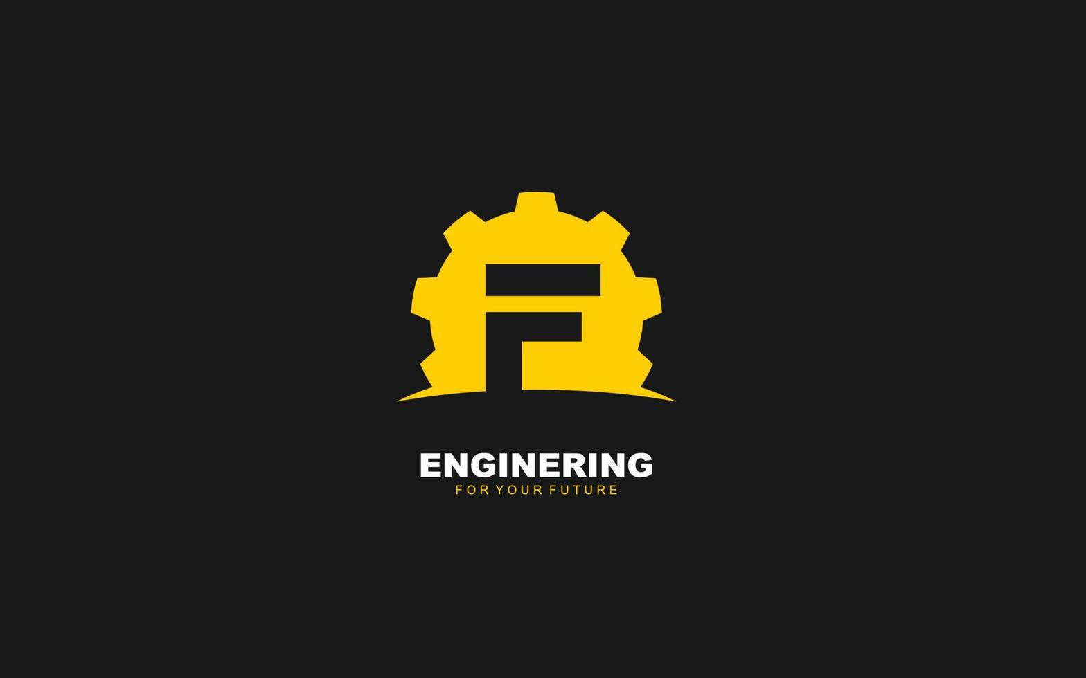 f logo Ingranaggio per identità. industriale modello vettore illustrazione per il tuo marca.