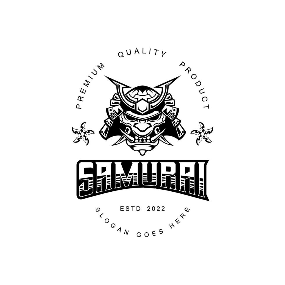 giapponese ronin maschera di samurai guerriero logo casco nel Vintage ▾ stile nero e bianca vettore illustrazione