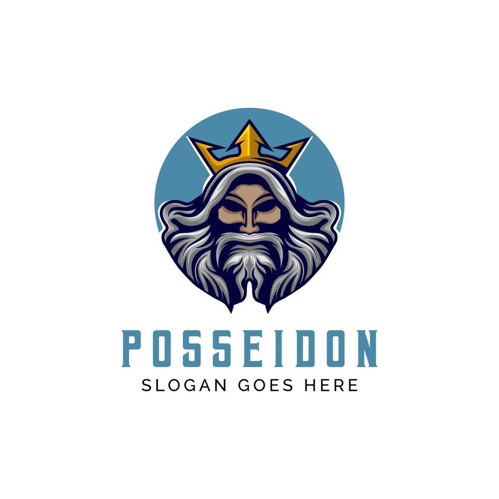 poseidon re vecchio uomo logo Vintage ▾ modello per etichette, emblemi, badge o design modello vettore