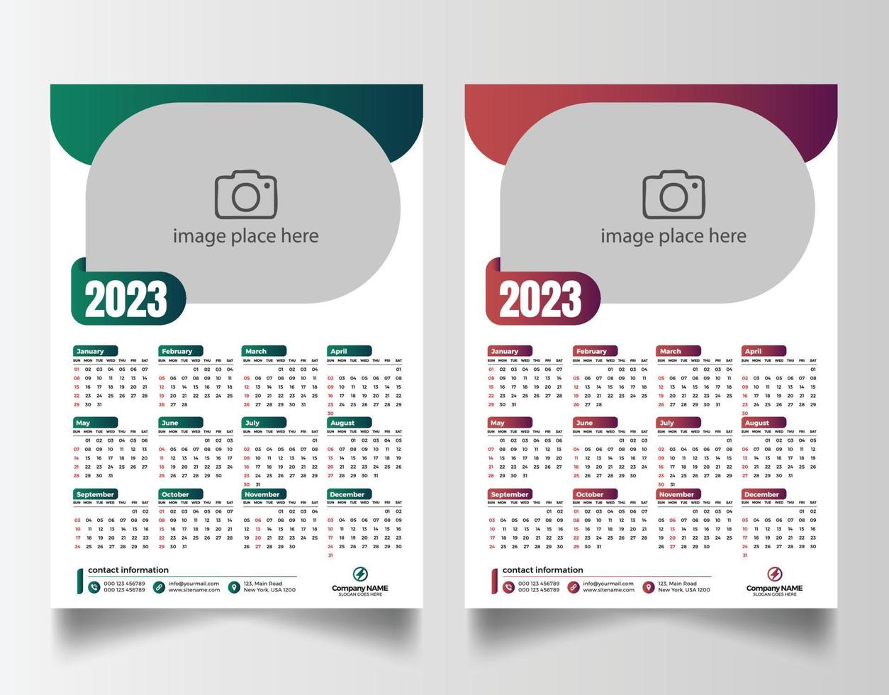 2023 parete calendario design modello vettore