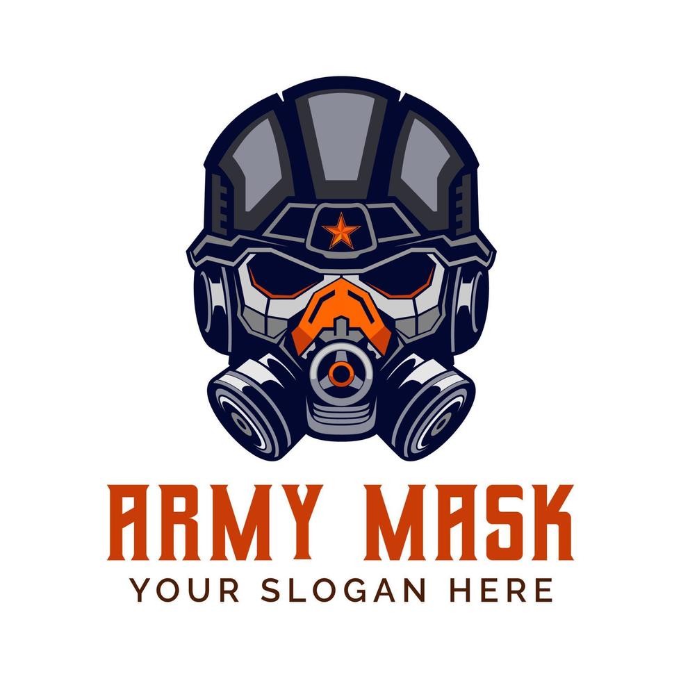 esercito maschera logo design vettore modello illustrazione
