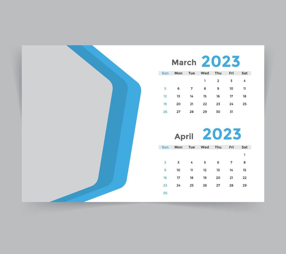 scrivania calendario modello per nuovo anno 2023 vettore