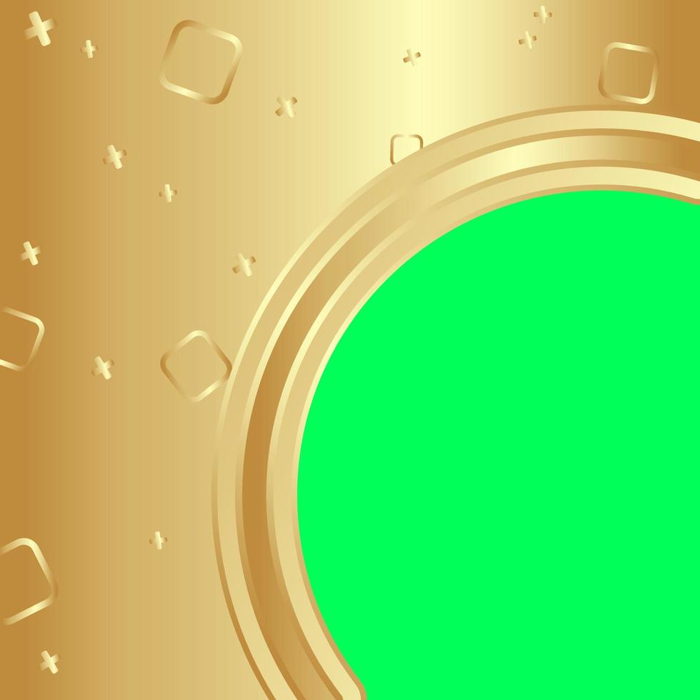 impostato verde schermo sfondo con telaio d'oro geometrico. vettore