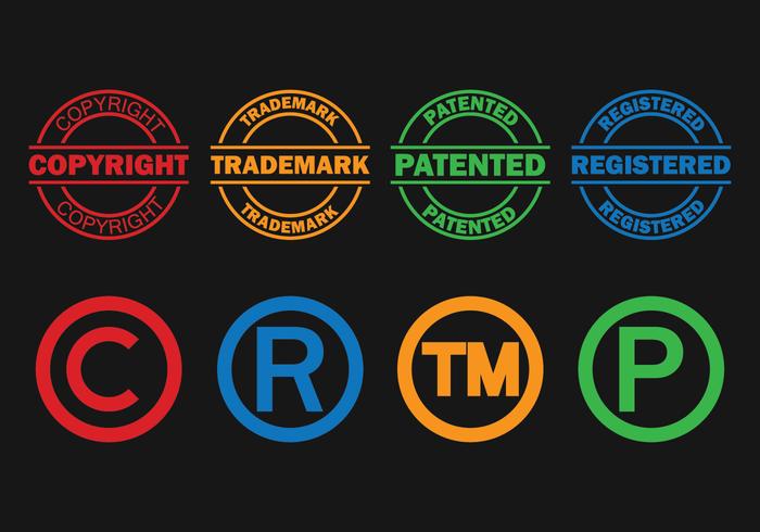 Set di simboli di simbolo del copyright vettore