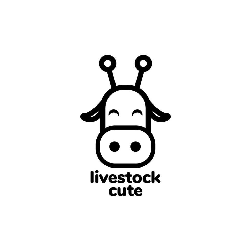 bestiame bestiame poco mucca carino portafortuna logo design vettore