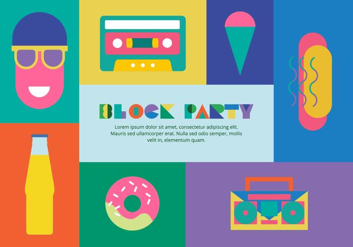 80 s Block Party Elements Background vettore