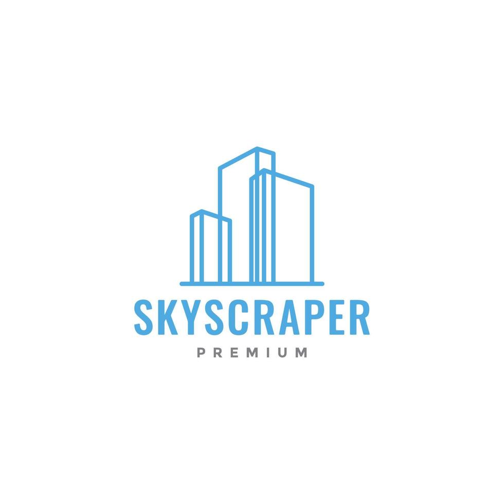 skyscrapper edificio linea moderno logo design vettore