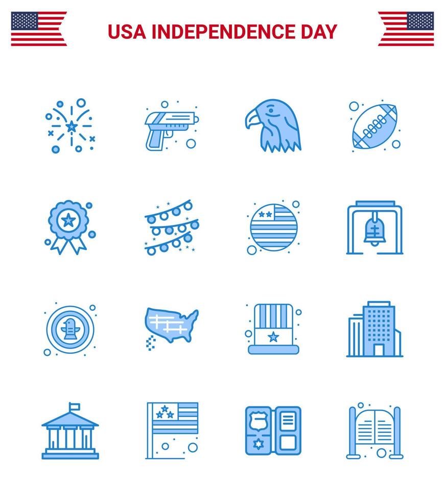 16 blu segni per Stati Uniti d'America indipendenza giorno indipendenza americano palla animale gli sport palla modificabile Stati Uniti d'America giorno vettore design elementi