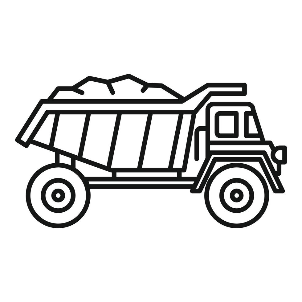 carbone cumulo di rifiuti camion icona, schema stile vettore