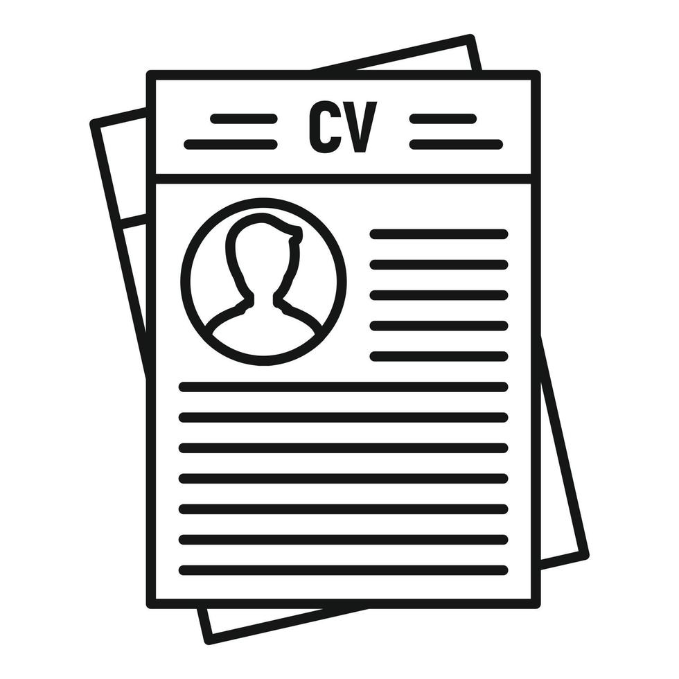 CV documento icona, schema stile vettore