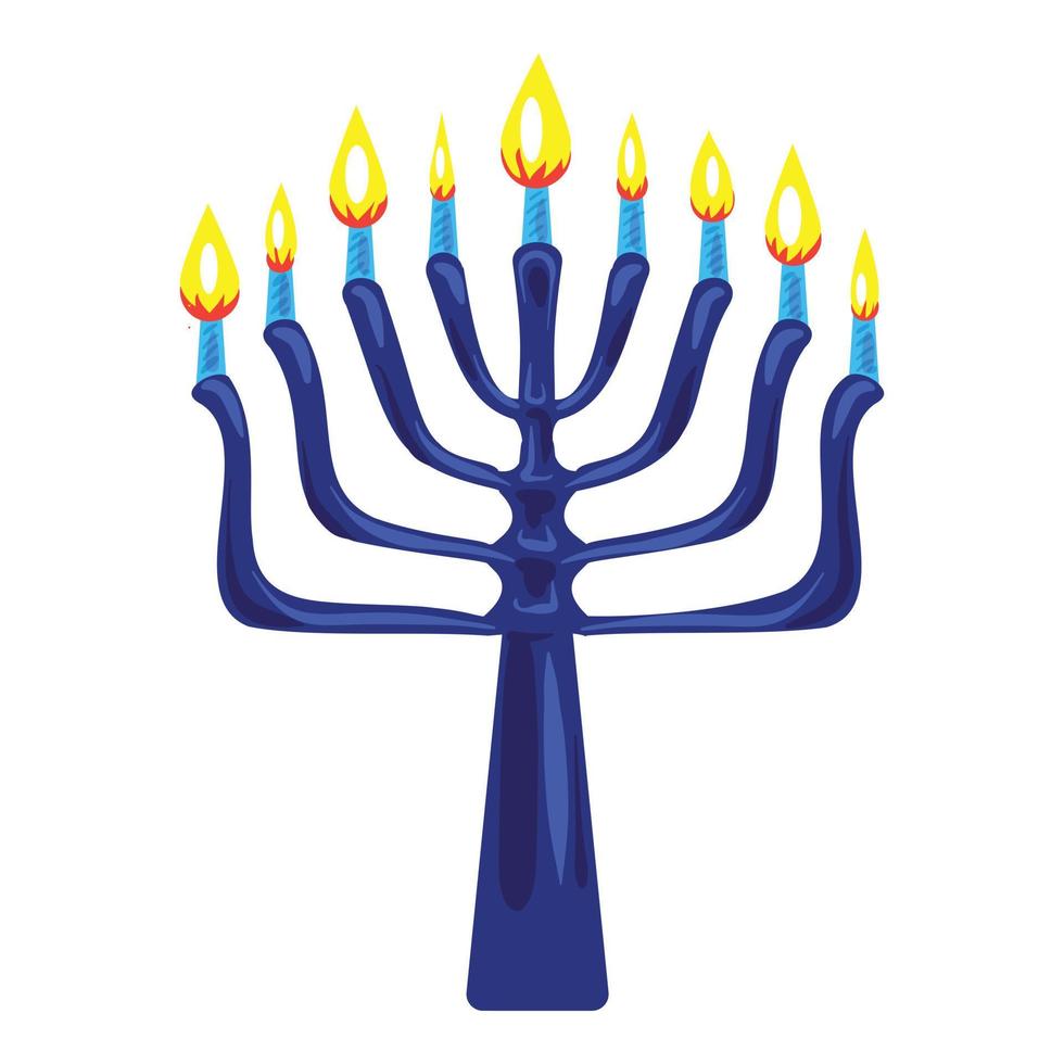 blu menorah icona, cartone animato stile vettore