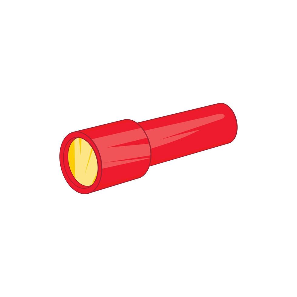 rosso torcia elettrica icona, cartone animato stile vettore