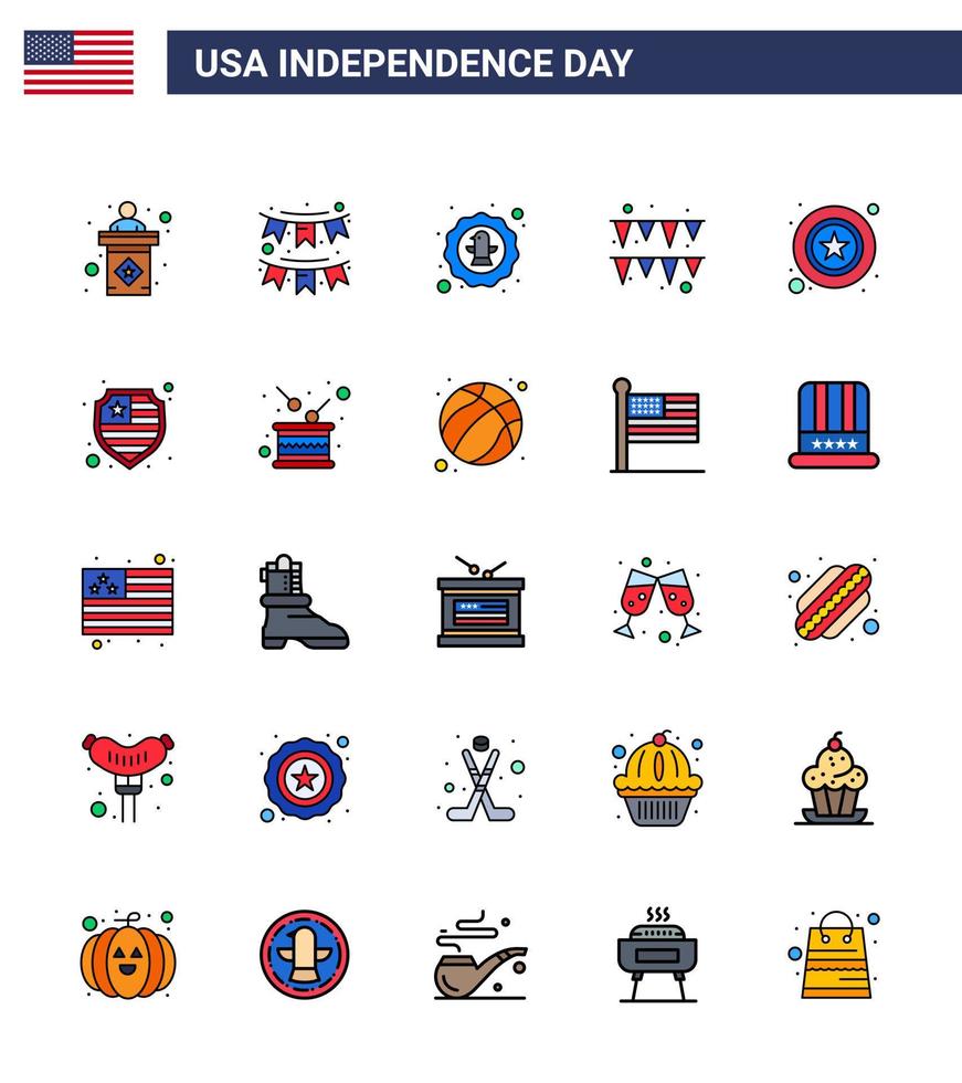 contento indipendenza giorno Stati Uniti d'America imballare di 25 creativo piatto pieno Linee di uomini ghirlanda ghirlanda Festival aquila modificabile Stati Uniti d'America giorno vettore design elementi