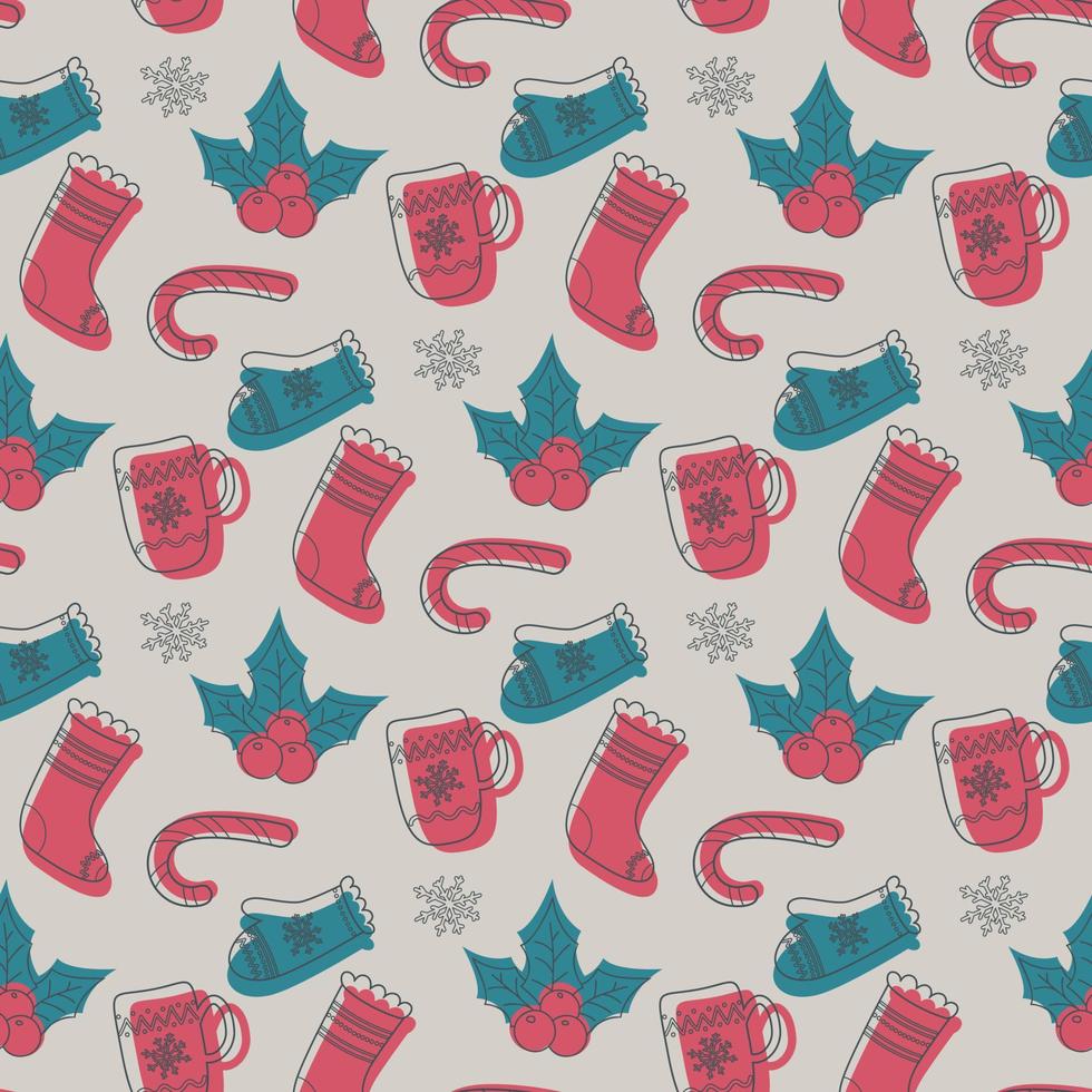 doodle pattern di natale vettore